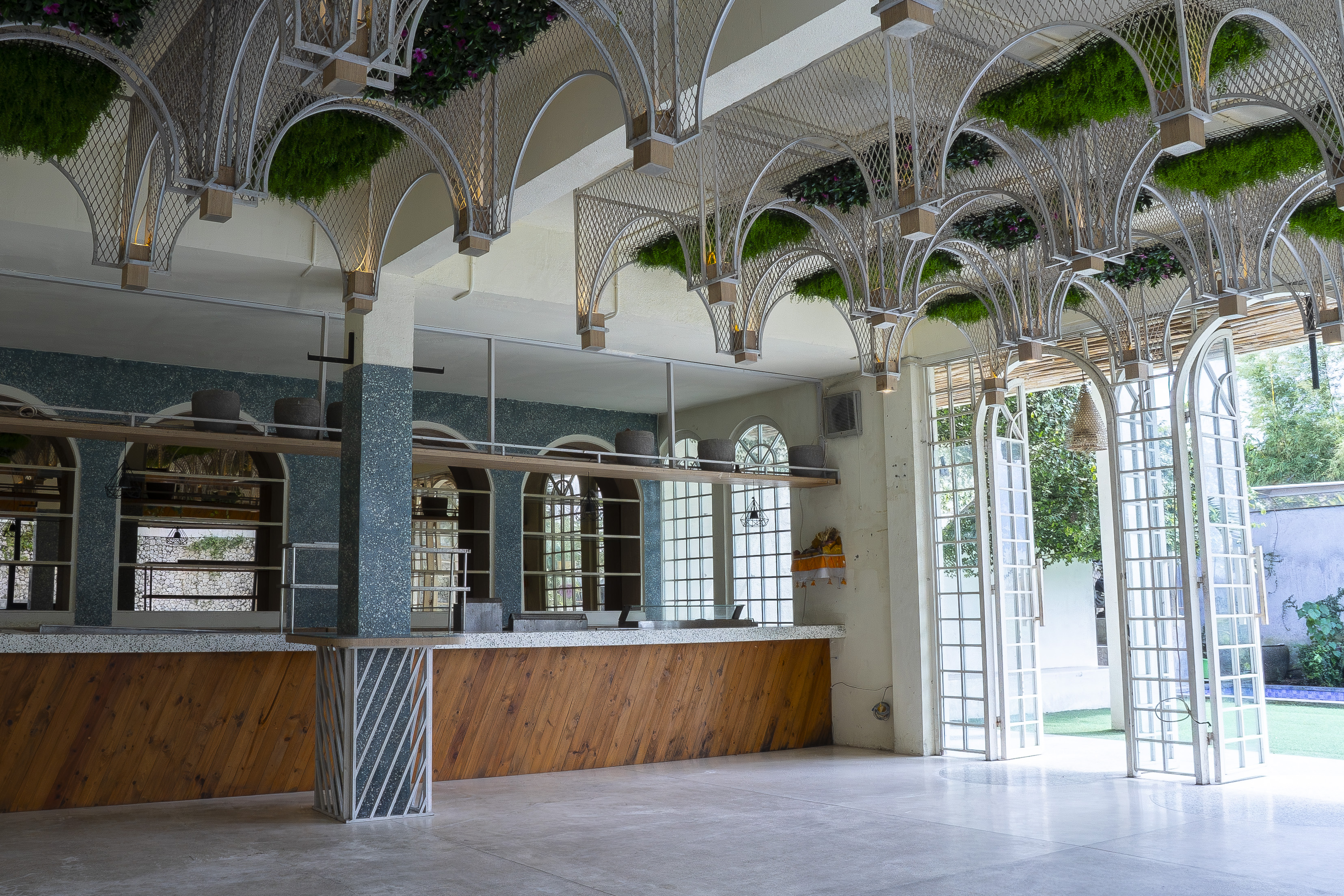 Ground floor bar area with decorative arches